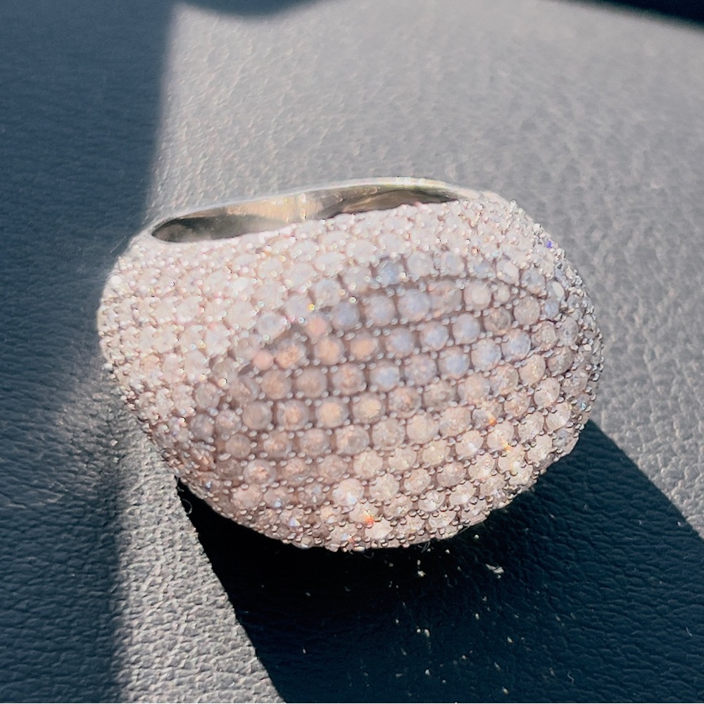 10k White Gold Bold Bombe Dome Ring Natural Diamond/2 Carats/Size 6